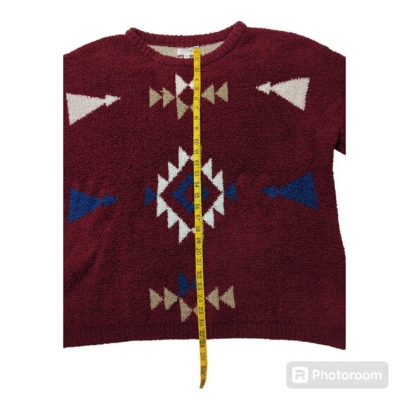 HEYSON Full Size Aztec Soft Fuzzy Sweater Color Red Wine Size 3X - Picture 7 of 11